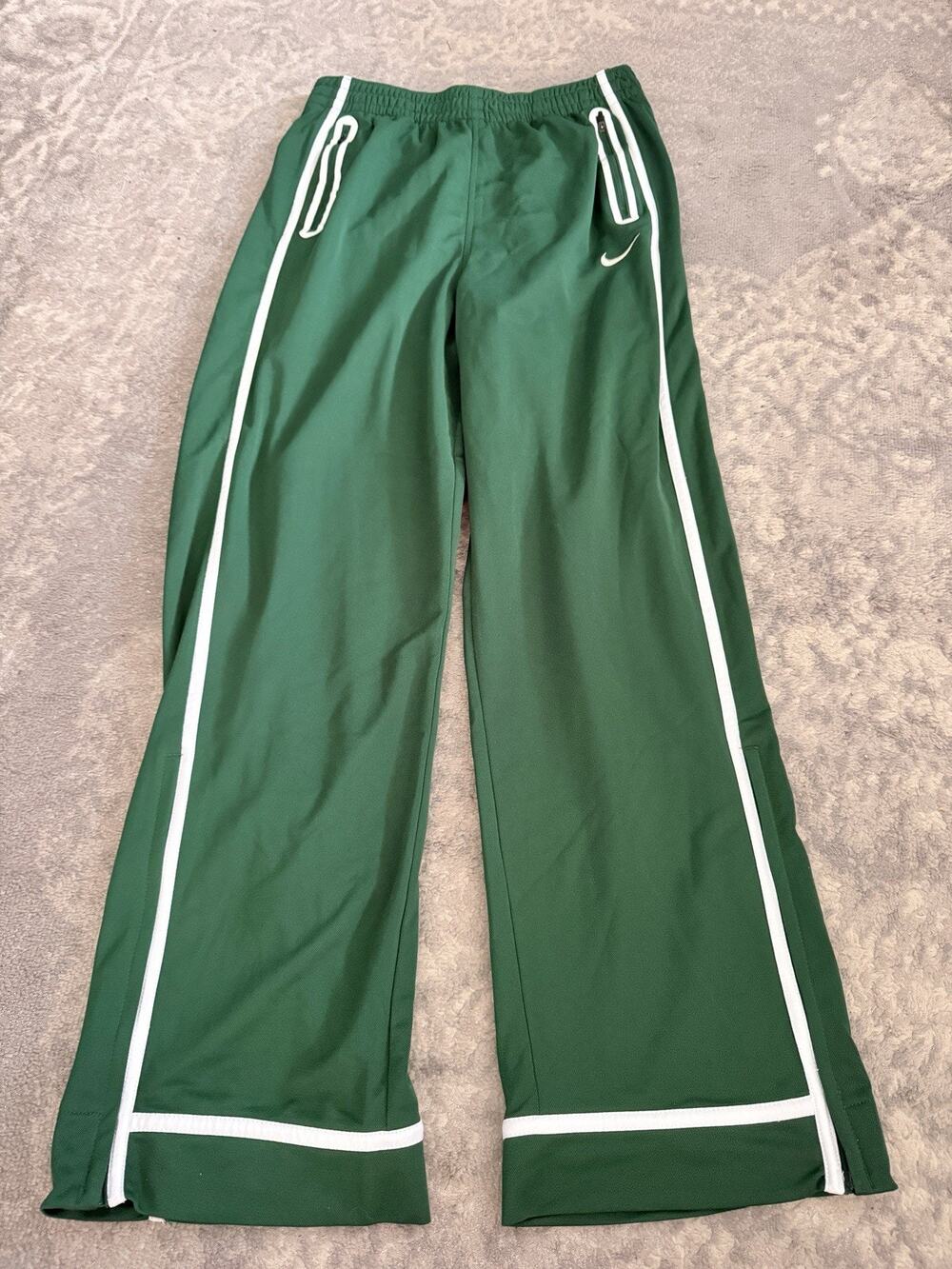 Y2K 90s Nike Baggy Track Training Pants Emerald Green / White RARE Men’s Large